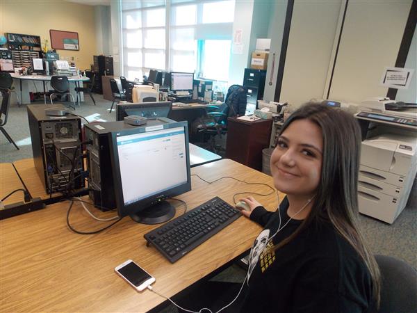 Student working at computer
